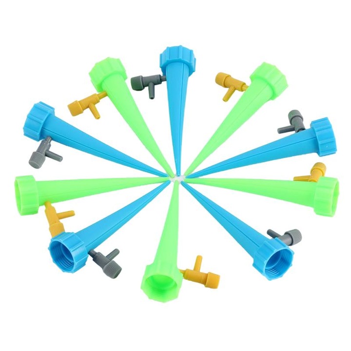 Set 10 adapatori de flori automat, Sunmostar, Plastic, Albastru/Verde