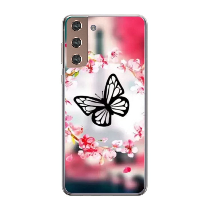 Személyre szabott HQ Print 360 fokos tok Samsung Galaxy S21-hez, Butterfly Model #8, többszínű, S1D1M0380