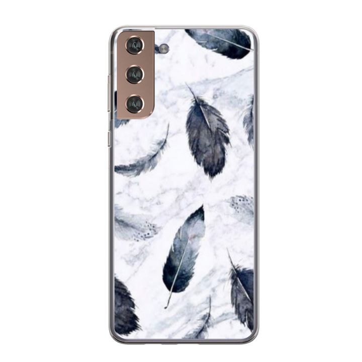 Husa personalizata HQ Print 360 de grade pentru Samsung Galaxy S21 FE, model Leaf Design #2, multicolor, S1D1M0071