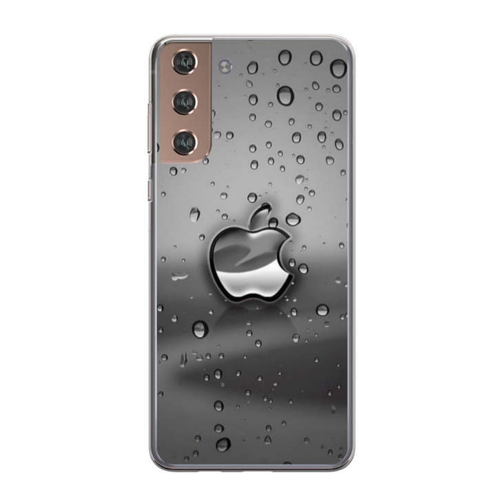 Személyre szabott HQ Print 360 fokos tok Samsung Galaxy S21 Plus készülékhez, Rainy Apple logós modell, többszínű, S1D1M0148
