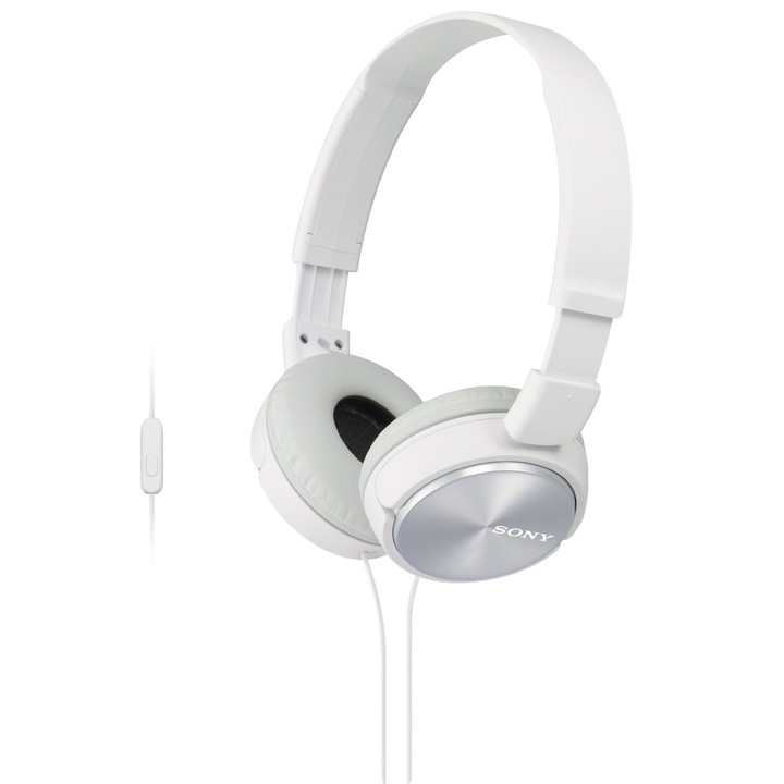 Аудио слушалки Sony MDRZX310APW, Тип DJ, Телефонен контрол, Бели/White