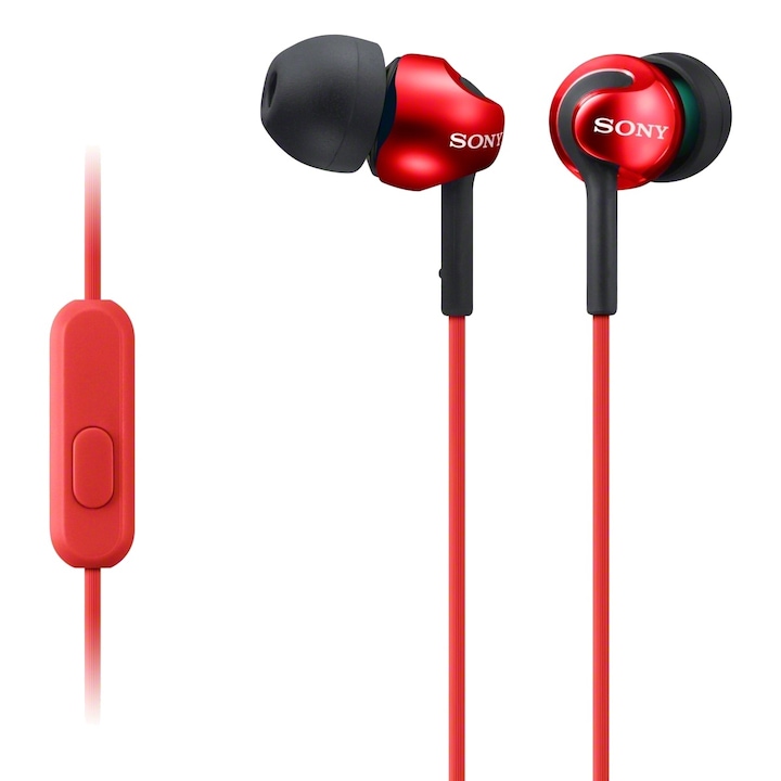 Аудио слушалки Sony MDREX110APR, In-Ear, Телефонен контрол, Червени/Red