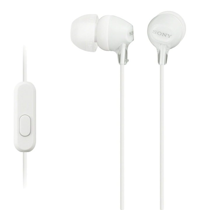 Аудио слушалки Sony MDREX15APW, In-Ear, Телефонен контрол, Бели/White