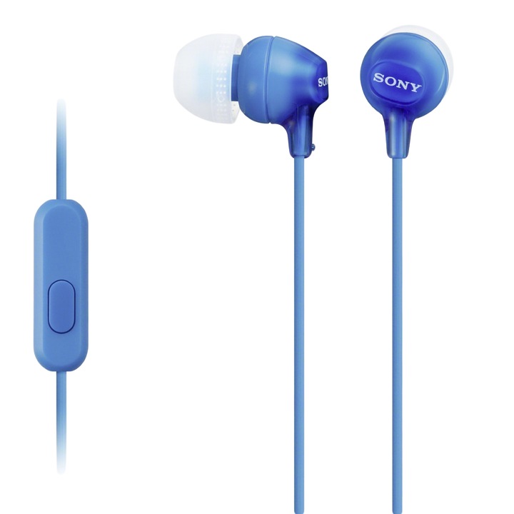 Аудио слушалки Sony MDREX15APLI, In-Ear, Телефонен контрол, Син/Blue