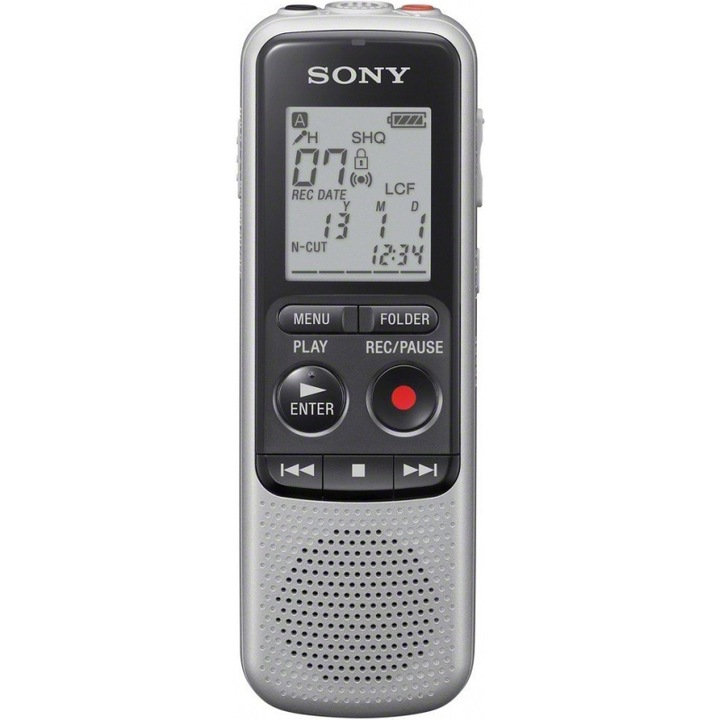 Reportofon Sony ICD-BX140, 4GB, Functie MP3, Negru/Argintiu