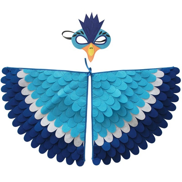 Costum aripi de pasare pentru copii, Sunmostar, Albastru, 3 Ani +