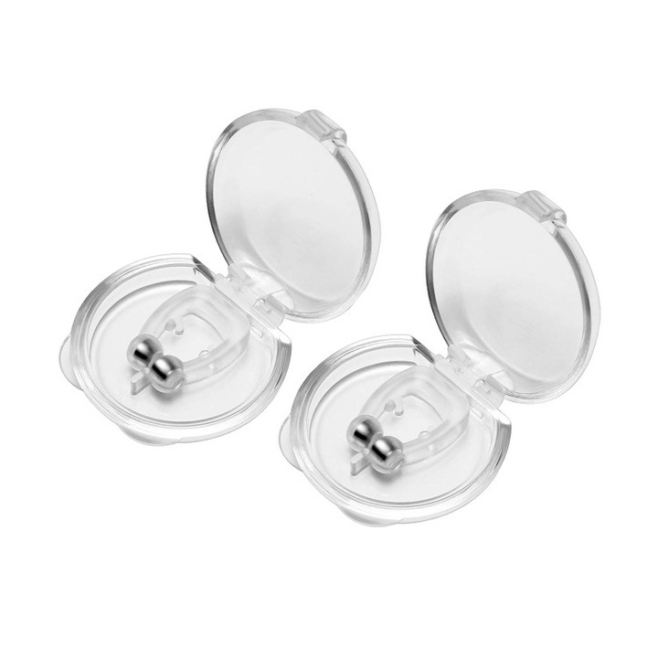 Магнитно устройство против хъркане, щипка за нос против хъркане, устройство за корекция на дишането, подобряване на съня, подходящо за всякакъв вид форми на носа, два пакета