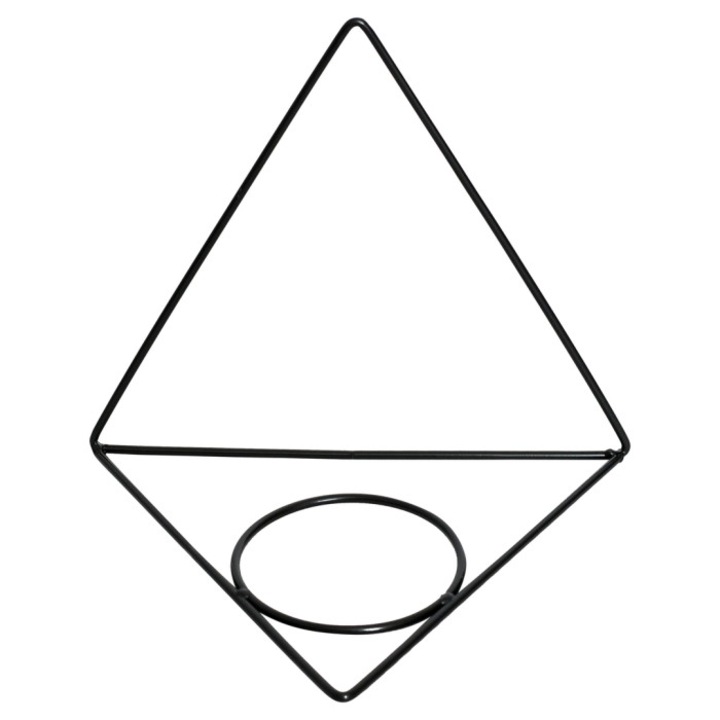 Fali virágtartó, Kapelanczyk, 30 cm, Fekete