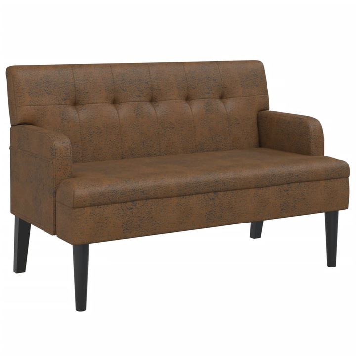 Пейка с облегалка vidaXL, Кафява, 112x65,5x75 см, Изкуствен велур, 16.6 kg