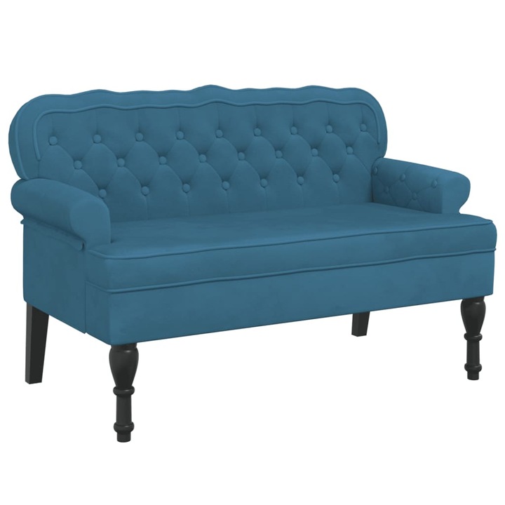 Пейка с облегалка vidaXL, Синя, 119,5x64,5x75 см, Кадифе, 16.6 kg