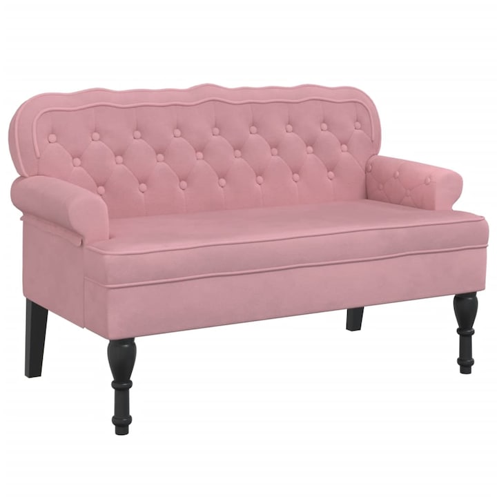 Пейка с облегалка vidaXL, Розова, 119,5x64,5x75 см, Кадифе, 16.6 kg