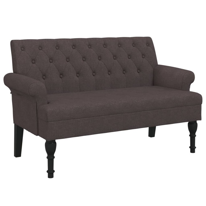 Пейка с облегалка vidaXL, Тъмнокафява, 120x62x75,5 см, Плат, 16.6 kg