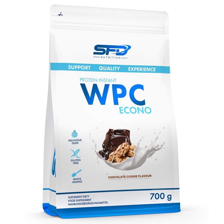 Proteine din zer, SFD WPC Protein Econo, 700g, aroma PRAJITURA, pudra proteica, 21g proteine per portie, fara zahar