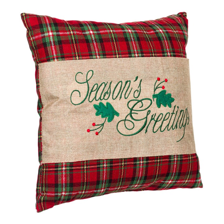 Shopiens® dekoratív karácsonyi párna, piros kockákkal, 37 x 37 cm