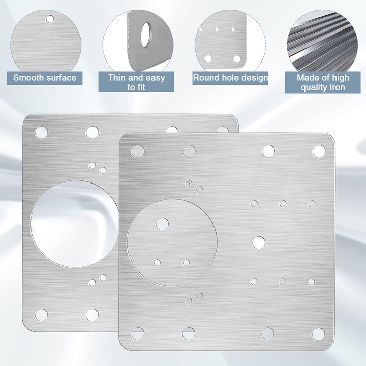 Set 4 elemente de reparare a balamalei, NUODWELL, Fabricat din otel inoxidabil, cu suruburi pentru instalare rapida, Potrivit pentru garderoba, argintiu