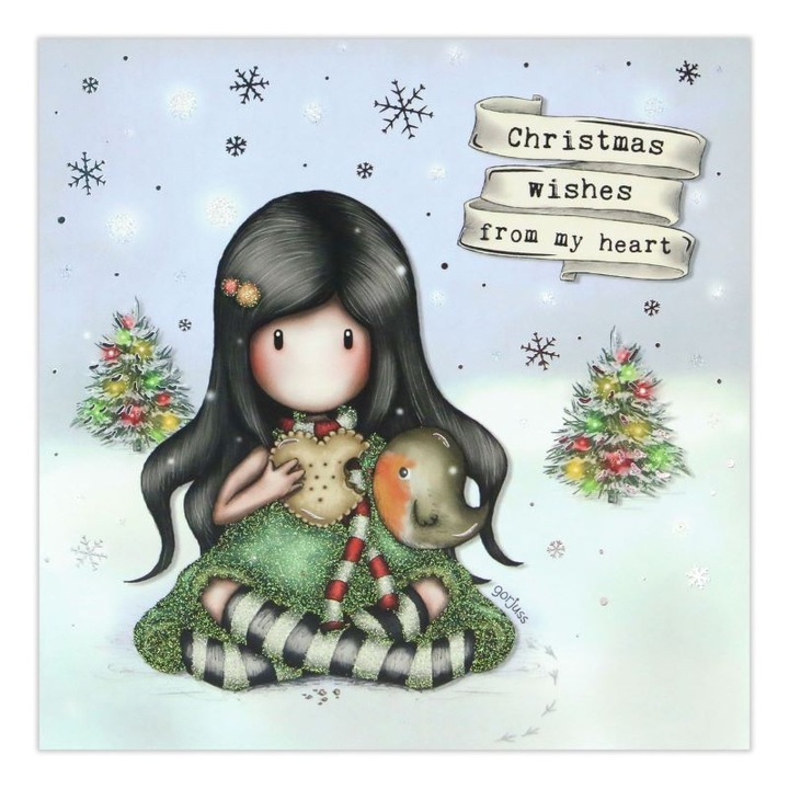 Коледна картичка Santoro Gorjuss Christmas Friend, 17 x 16.5 x 0.2cm, Многоцветен