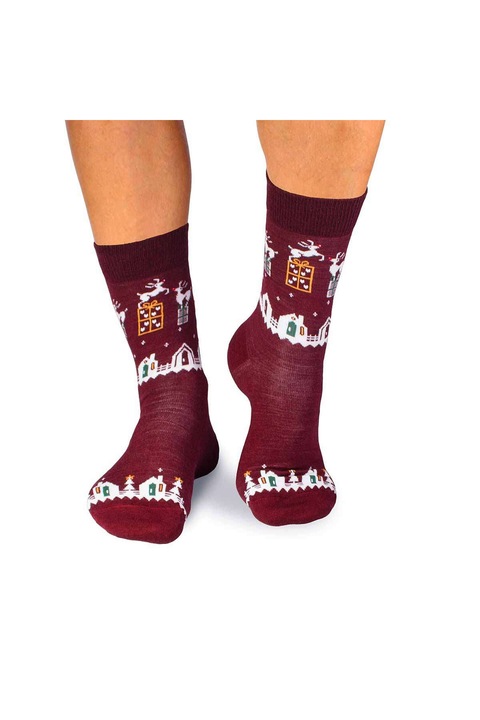 Sosete calduroase din lana merino Presents, 43-46 EU, Bordo