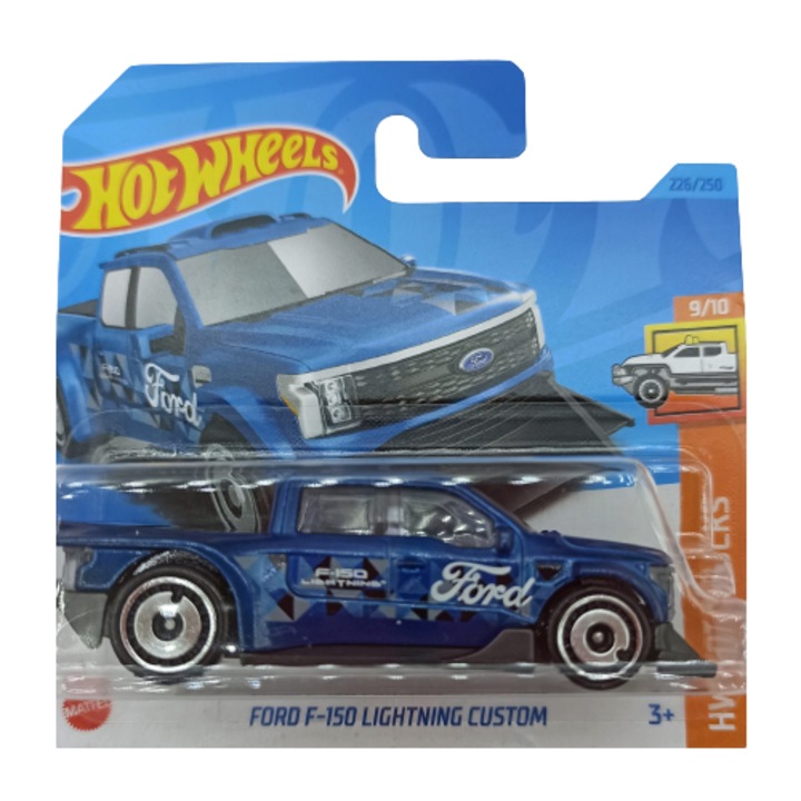 Masinuta metalica Hot Wheels, Ford F-150 Lightning Custom, 1:64, Albastru
