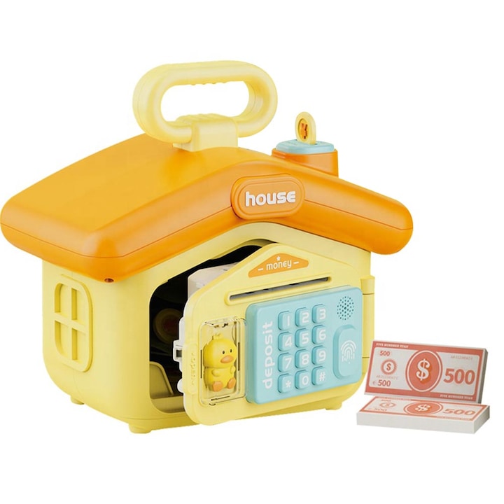 Timeless Tools Foglalkoztató persely gyerekeknek, 3 éves kortól, hordozható, 21, 5x15, 5x20, 5 cm, Sárga