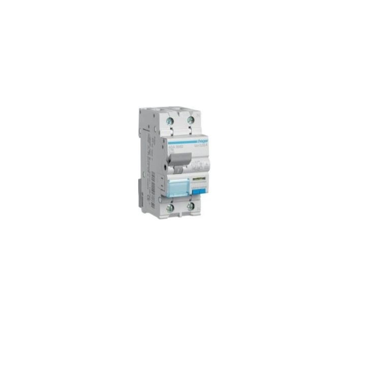 Защитен прекъсвач Rcbo свръхток сегмент 1P+N 10kA C 16A/30mA Тип ADA566D Hager