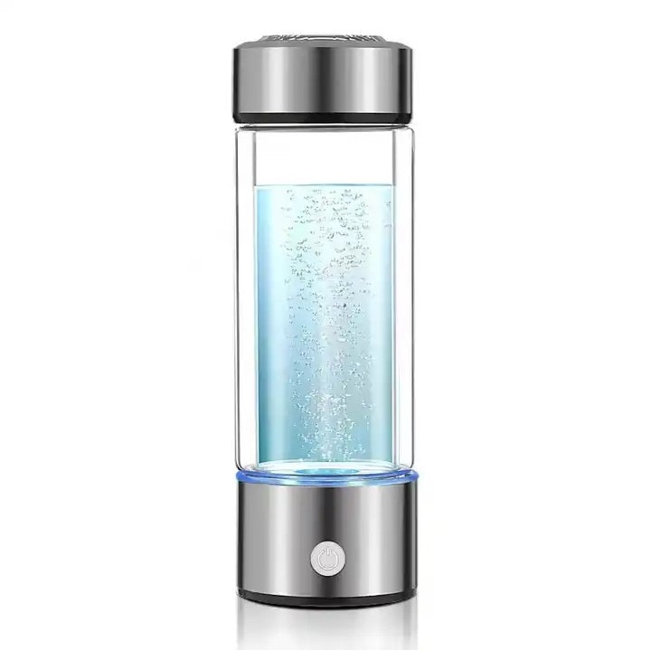 Cana portabila cu functie de ionizare si hidorgenare, proprietati antioxidante, incarcare USB, 800-1300ppb, sticla borosilicata, capacitate 400ml, Cromata