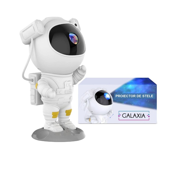 Űrhajós csillagprojektor, GALAXIA® gyerek éjszakai lámpa, 360 fokos állítás, fehér