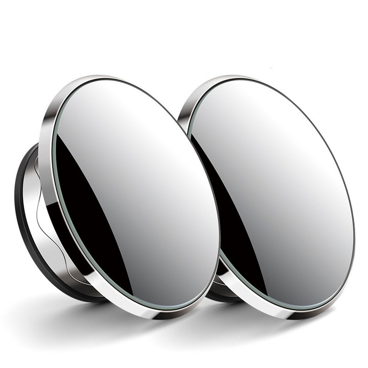 Set 2 oglinzi profesionale pentru unghi mort, rotatie 360, waterproof, prindere cu ventuza, Argintiu