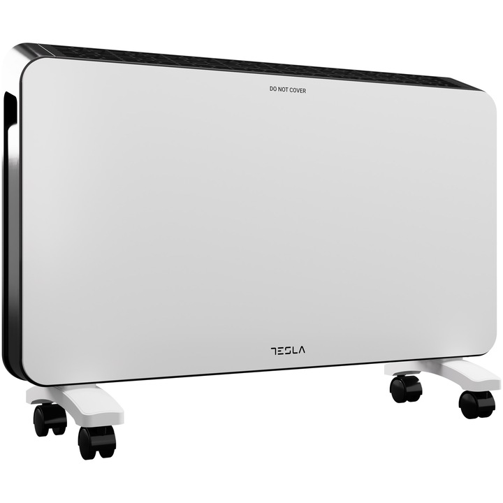 Convector electric Tesla PC301WB, 2000 W, Termostat reglabil cu autoresetare, Protectie supraincalzire, Senzor pentru consum optimizat, Anti-rasturnare, X Shape Aluminum, Alb
