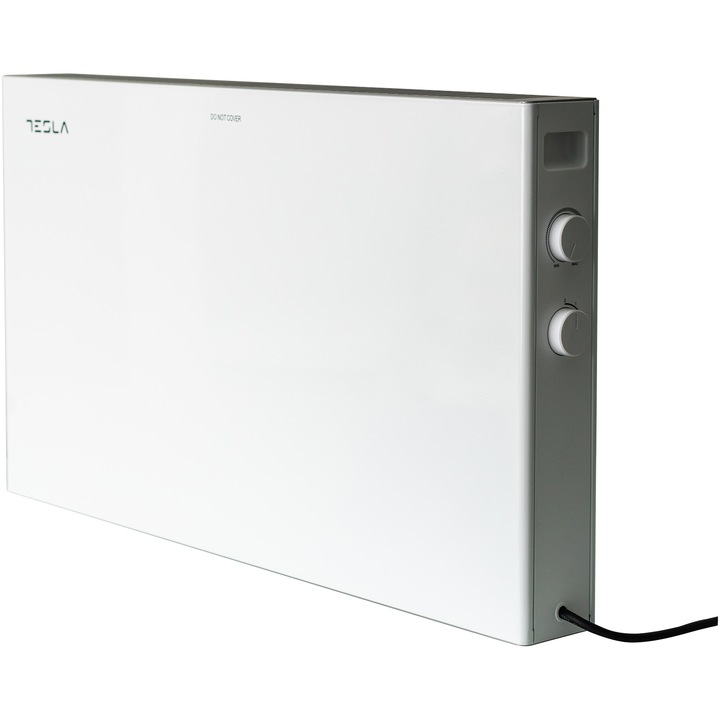 Convector electric Tesla PC302W, 2000 W, Termostat reglabil cu autoresetare, Protectie supraincalzire, Senzor pentru consum optimizat, Anti-rasturnare, Fin shape Aluminum, Alb