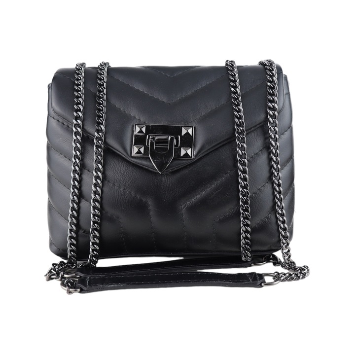 Női táska, Moranti, Természetes bőr, Fekete