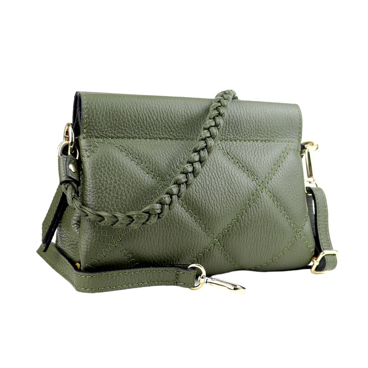 Női táska, Moranti, Természetes bőr, Zöld