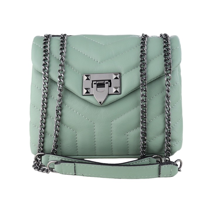 Női táska, Moranti, Természetes bőr, Zöld