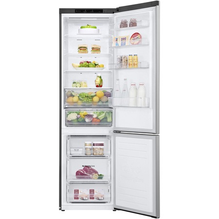 Combina frigorifica LG GBP52PYNBN, 384 l, No Frost, Door Cooling, Compresor Inverter Linear, Clasa B, Door Cooling, Metal Fresh, NatureFresh, H 203 cm, Inox