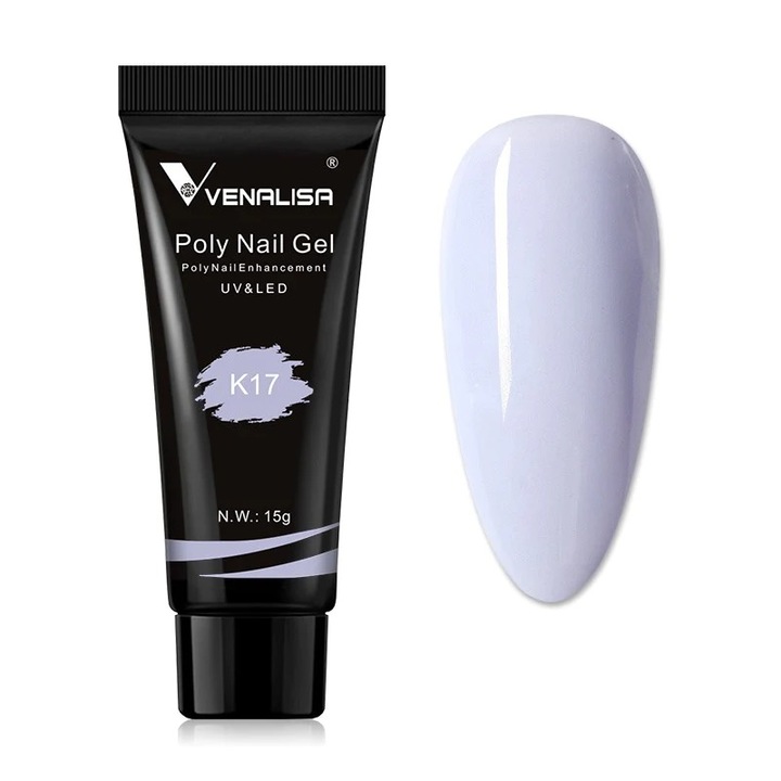 Polygel pentru constructie unghii, Venalisa, 15 gr, K17, macarons color