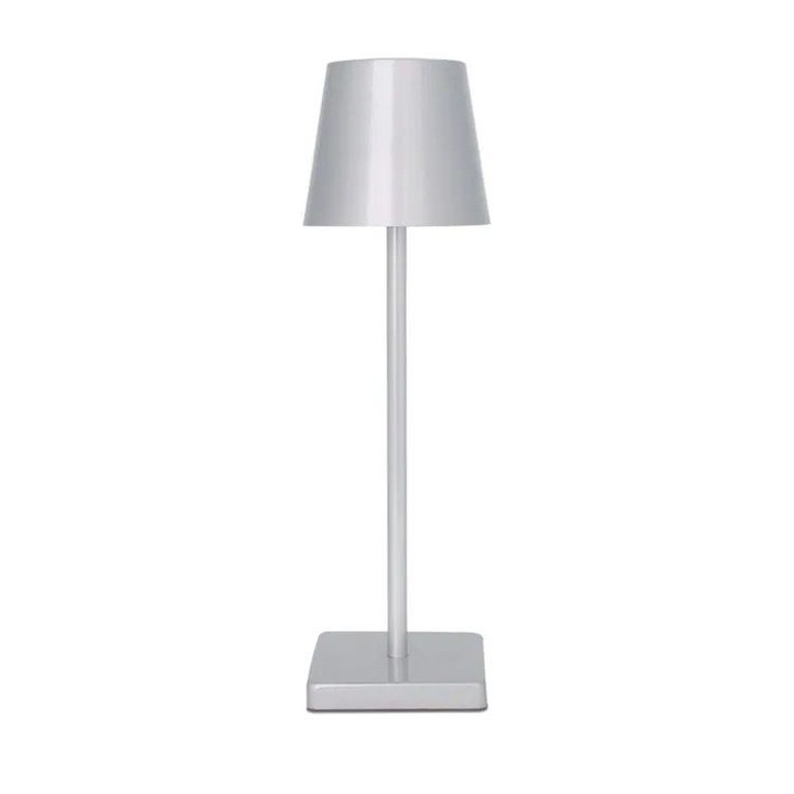 Нощна лампа, Zola®, регулируема яркост с 3 цвята, LED, 1500mAh батерия, 3W, ON/OFF бутон, 38x10.5 см, сива