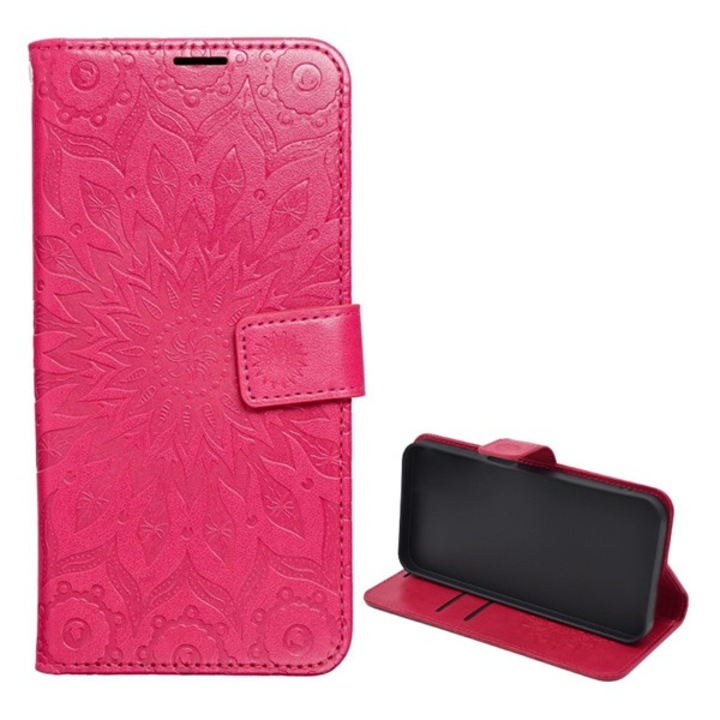 Gigapack mobiltelefon tok álló, bőr hatású, flip, oldalra nyíló, asztali tartó, kézpánt, mandala, rózsaszín, kompatibilis: Samsung Galaxy A15 5G, SM-A156, / Galaxy A15 4G, SM-A155