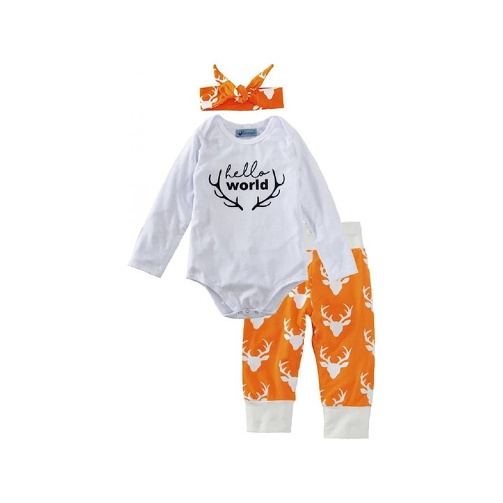 Compleu pentru bebeluși, 3 piese, portocaliu