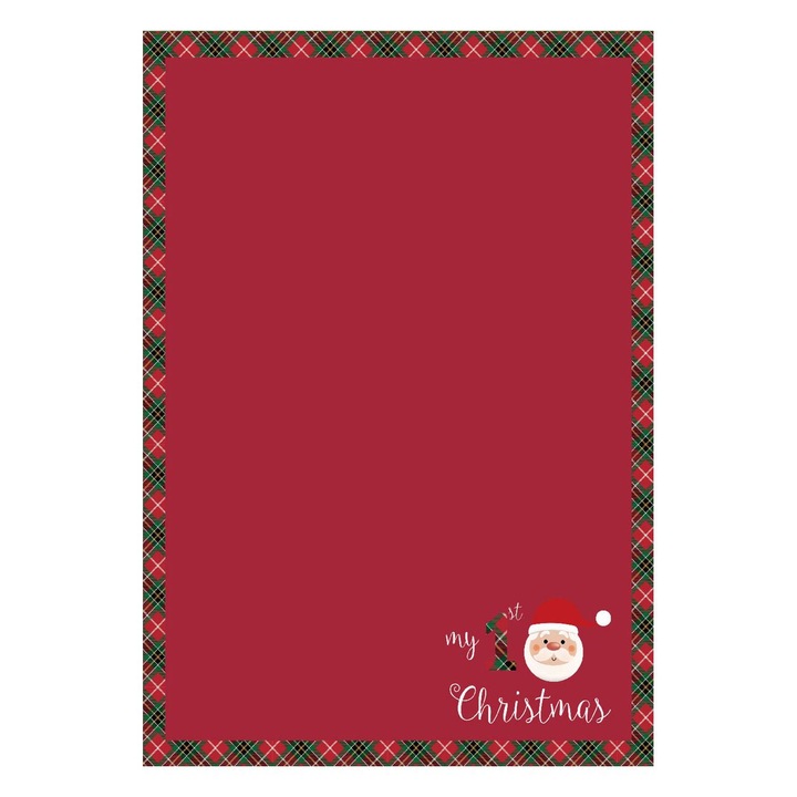 Червено коледно кадифено декоративно одеяло с карета "My 1st Christmas" за Shopiens Babies, 75 x 100 см