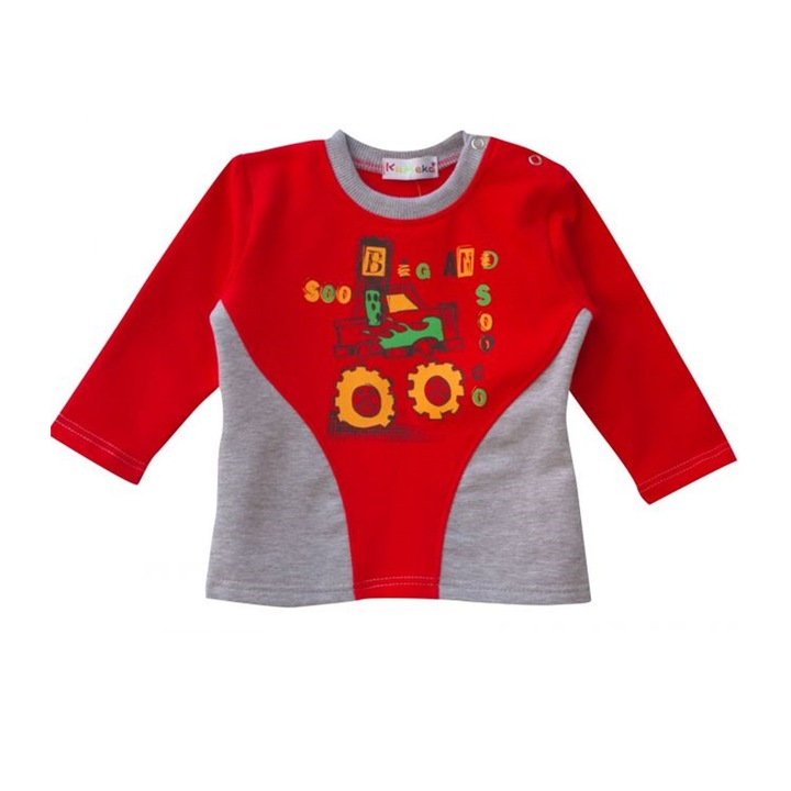 Bluza bebe vatuita Tractor, Rosu