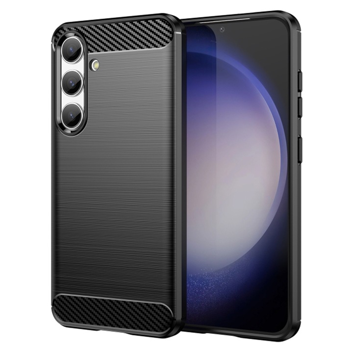 Кейс, съвместим със Samsung Galaxy S24 Techsuit Carbon Silicone Black
