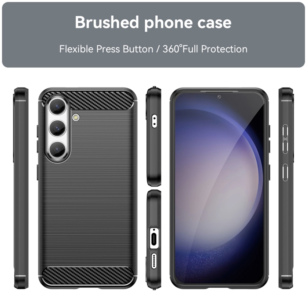 Husa compatibila cu Samsung Galaxy S24 Techsuit Carbon Silicone Black