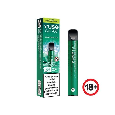vuse go 700 spearmint Tigara electronica de unica folosinta, Vuse GO 700 - Spearmint Ice, 2ml,  20mg/ml nicotina, autonomie 700 pufuri