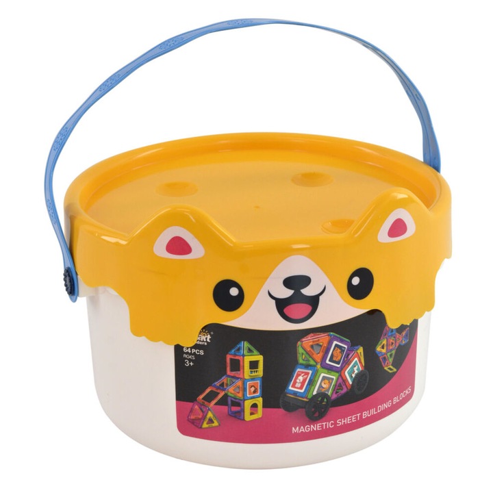 Set de constructii magnetice, MJ Star, Plastic, 64 piese, Multicolor