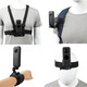 Set 4 accesorii GoPro, Axroad Mall, Cu curea cap/ham piept/suport clipuri/prindere pe mana 360 grade, Curele elastice, Usor comod de transportat, Materialele moi si respirabile, Pentru Skateboarding, role, schi, ABS, Negru