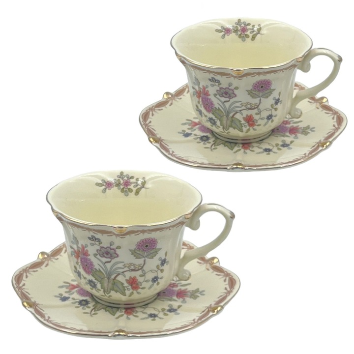 Serviciu Portelan Vintage 2 Cesti si farfurii, FLOWERS SPRING