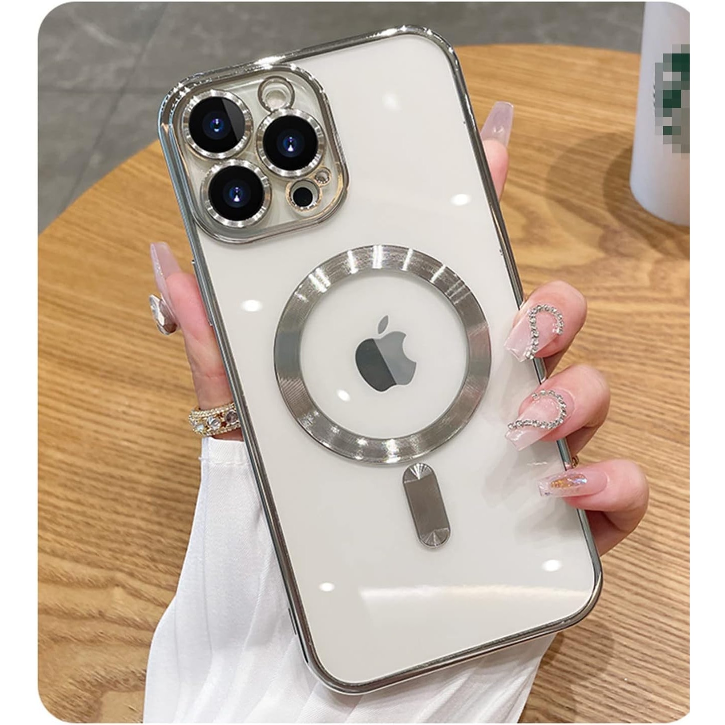 Husa din silicon cu margini metalizate Ultra-Soft, Luxury Magsafe, compatibila cu iPhone 11 Pro / Argintiu