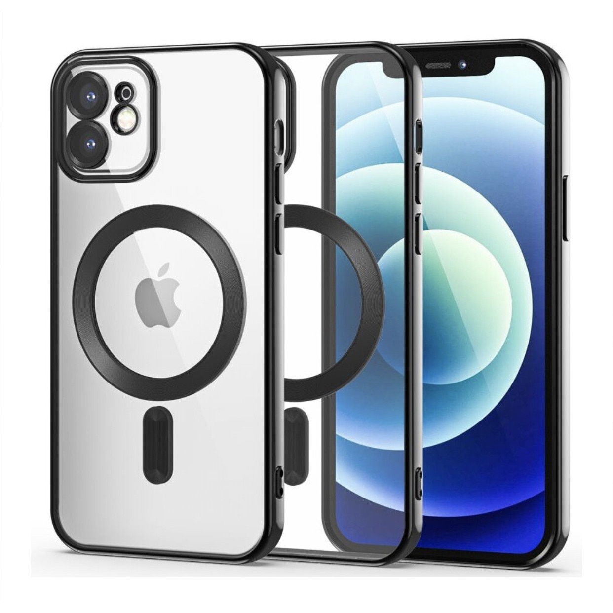 Husa din silicon cu margini metalizate Ultra-Soft, Luxury Magsafe, compatibila cu iPhone 11 / Negru
