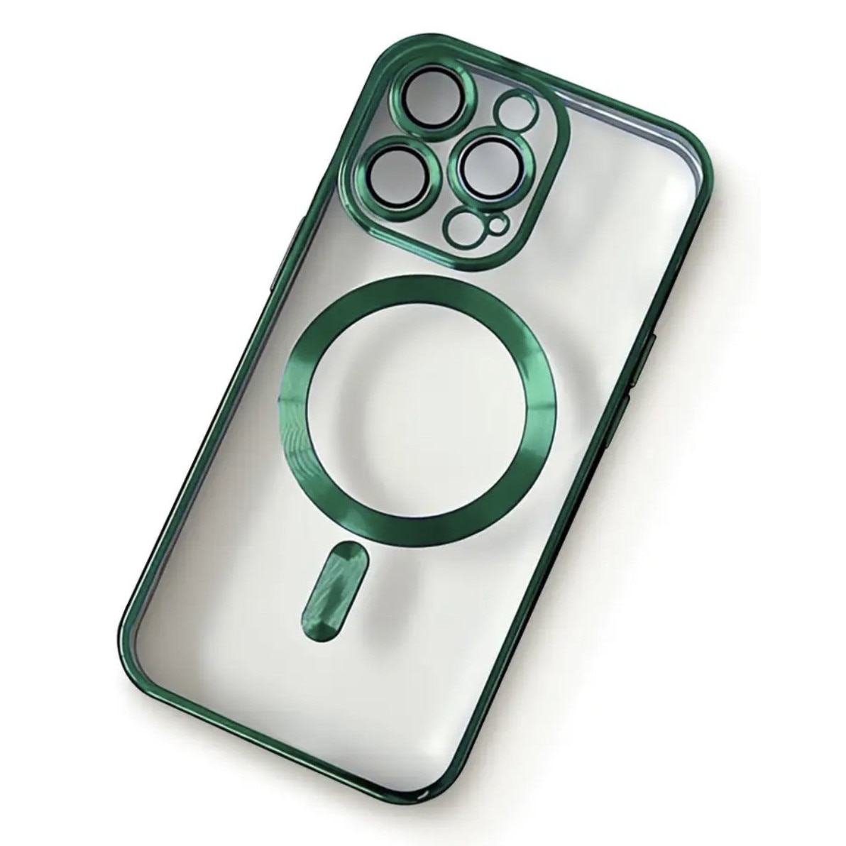 Husa din silicon cu margini metalizate Ultra-Soft, Luxury Magsafe, compatibila cu iPhone 11 / Verde