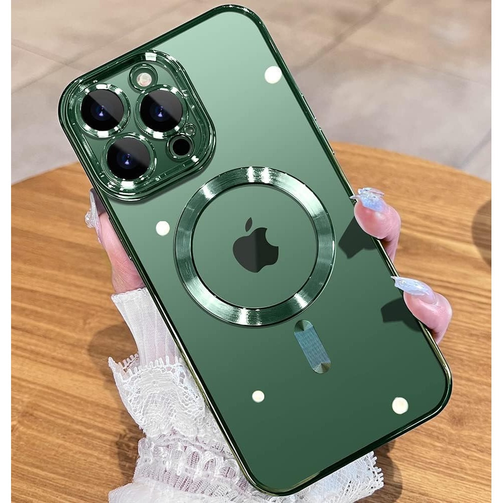Husa din silicon cu margini metalizate Ultra-Soft, Luxury Magsafe, compatibila cu iPhone 11 / Verde