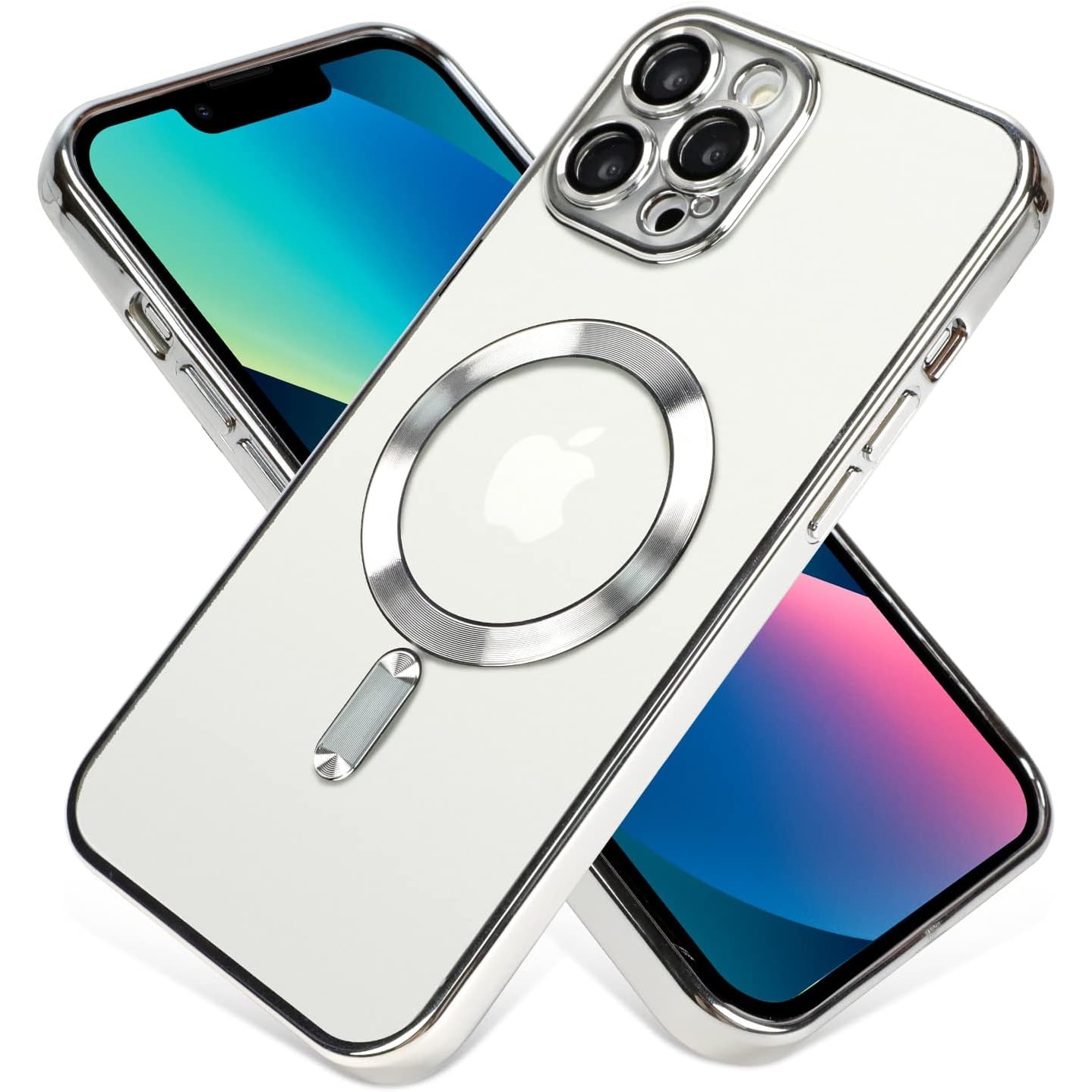Husa din silicon cu margini metalizate Ultra-Soft, Luxury Magsafe, compatibila cu iPhone 11 Pro / Argintiu